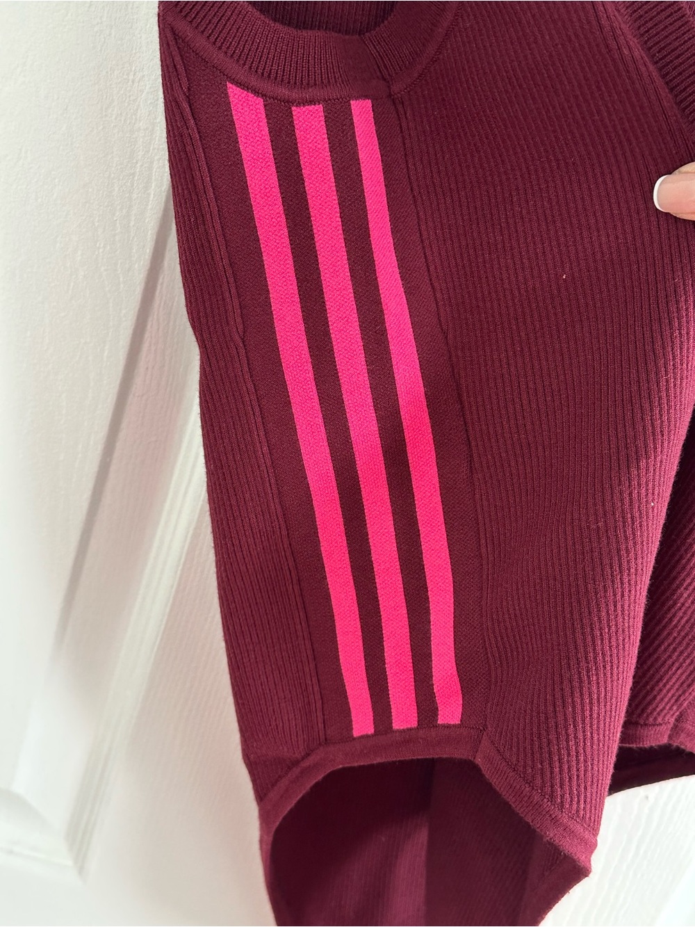 Adidas x ivy park Burgundy Ribbed Bodysuit with Pink Side Stripes - XL - Picture 7 of 7